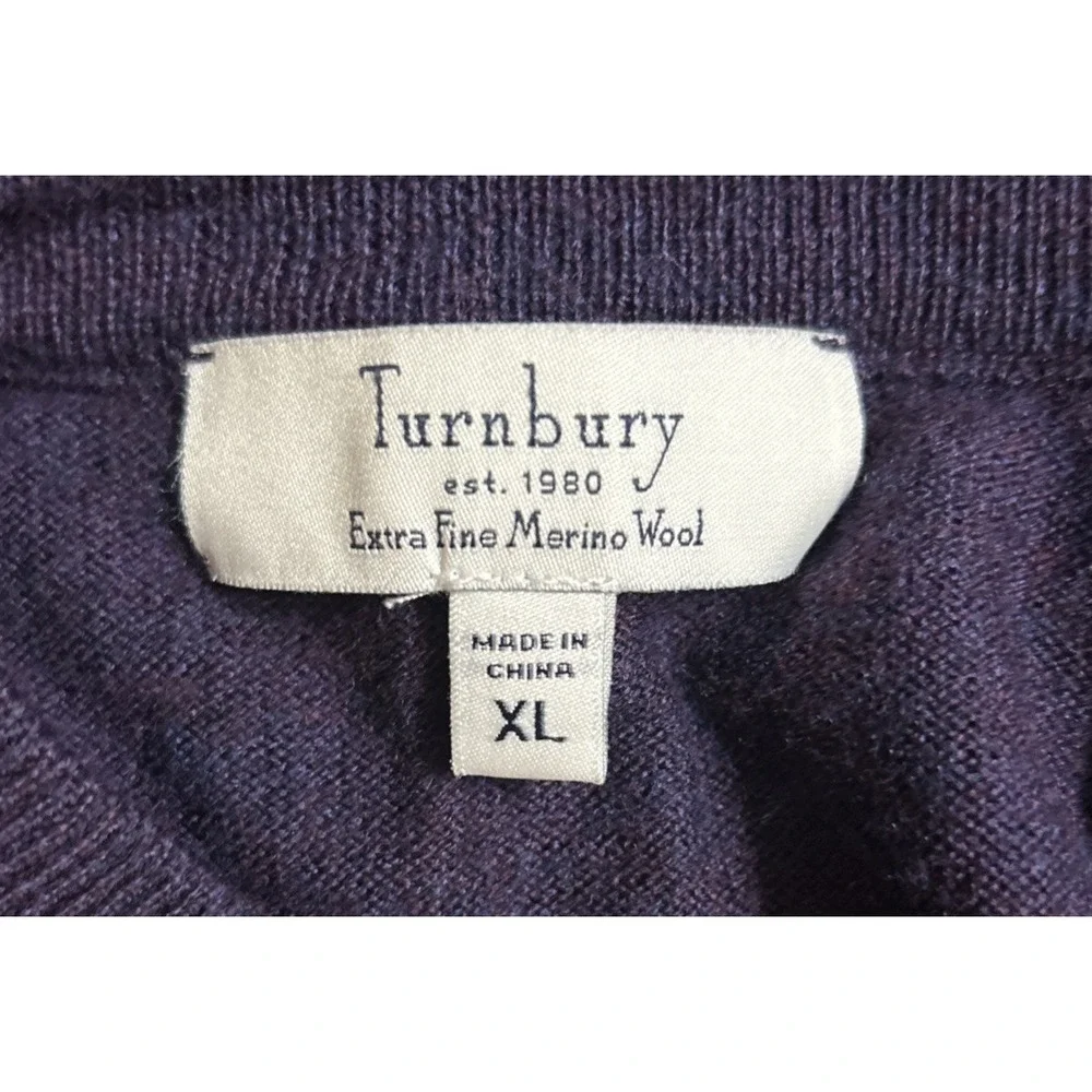 Turnbury V-Neck Sweater Vest Size XL Purple Extra Fine Merino‎ Wool